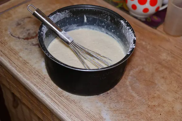 Making Pancakes Home Home Kitchen Chocolate Pancakes — Stock Photo, Image