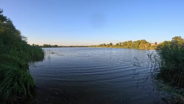 Dnepr Floden Ukrainskt Landskap Kvällen Floden Landskap Med Bred Flod — Stockvideo