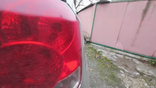 Szary Samochód Reflektory Starego Samochodu Okrągły Reflektor Chromowanym Wykończeniem Starego — Wideo stockowe