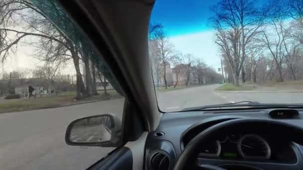 Birinci Tekil Şahıs Olarak Arabanın Içinde Araba Salonu Kişi Soğuk — Stok video