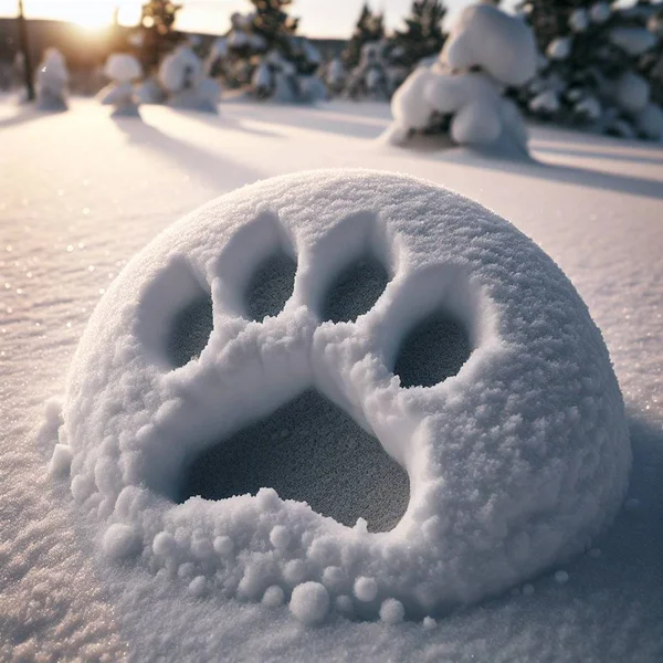 traces of the beast, traces in the snow. paw prints in the snow. prints of a dog or a wolf. traces of the beast, traces in the snow. The footprints of the beast on the white snow in winter.