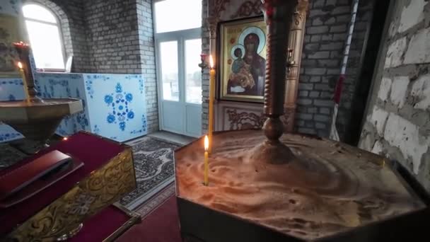Igreja Ortodoxa Interior Exterior Igreja Igreja Ortodoxa Ucraniana Interior Uma — Vídeo de Stock