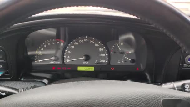 Interior Old Car Analog Instrument Panel Old Dial Gauges Cars — Stock Video