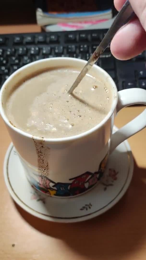 Велика Чашка Саморобного Капучино Кава Молоком Великій Чашці Чашка Кави — стокове відео