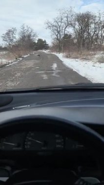 Dikey video sürücüsü arabayı kontrol eder. Direksiyonun başındaki ilk kişi..