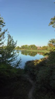 Altın güneş ışığı, bereketli sonbahar ağaçları tarafından çerçevelenmiş sakin bir nehri yıkıyor. Sakin suda yansımalar parıldıyor, bu sakin orman manzarasında huzur ve sükuneti davet ediyor..