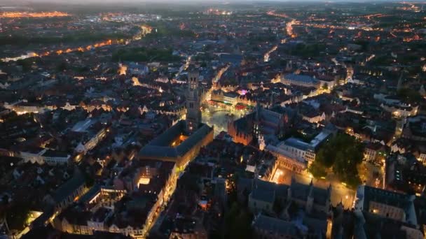 Belfort Van Brugge Een Middeleeuwse Klokkentoren Het Centrum Van Brugge — Stockvideo