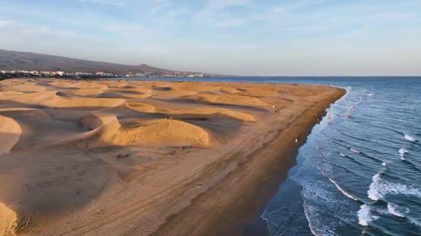加那利群岛马斯帕洛马斯沙丘的空中景观 — 图库视频影像