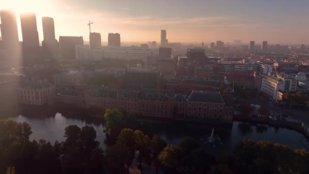 Бинненхоф Ден Хааге Воздушном Кадре Нидерланды — стоковое видео
