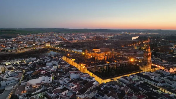 Vista Aérea Del Alcázar Córdoba España Sobrevolando Mezquita Catedral Córdoba — Foto de Stock
