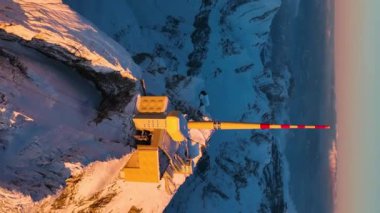 Aerial View of the Mountain Seantis in the Swiss Alps, Switzerland. Aerial vertical, vertical video background.