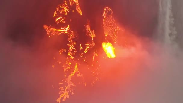 Drone Footage Litli Hrutur Volcano Eruption Iceland Fagradalsfjall Aerial View — Stockvideo