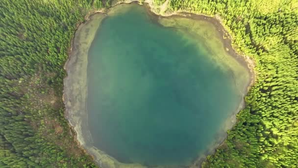 Flygfoto Sjöar Gröna Toppar Tropisk Natur Lagoa Das Sete Cidades — Stockvideo