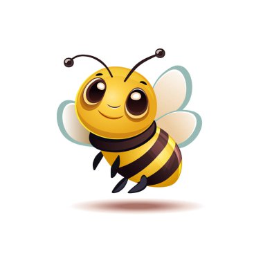 Şirin Arı. Beyaz Arkaplanda Uçan Böcek çizgi filmi. Vektör illüstrasyonu