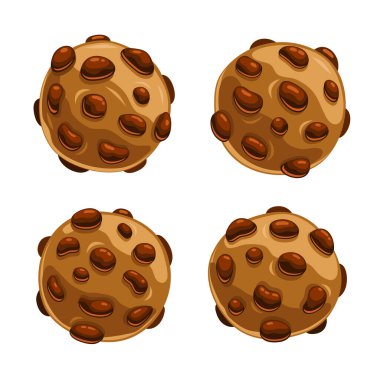 Beyaz Arkaplan 'da çikolata parçacıklı kurabiyeler. Vektör illüstrasyonu