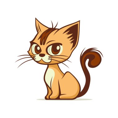 Cute Cat Cartoon Style Pet on White Background. Vector illustration