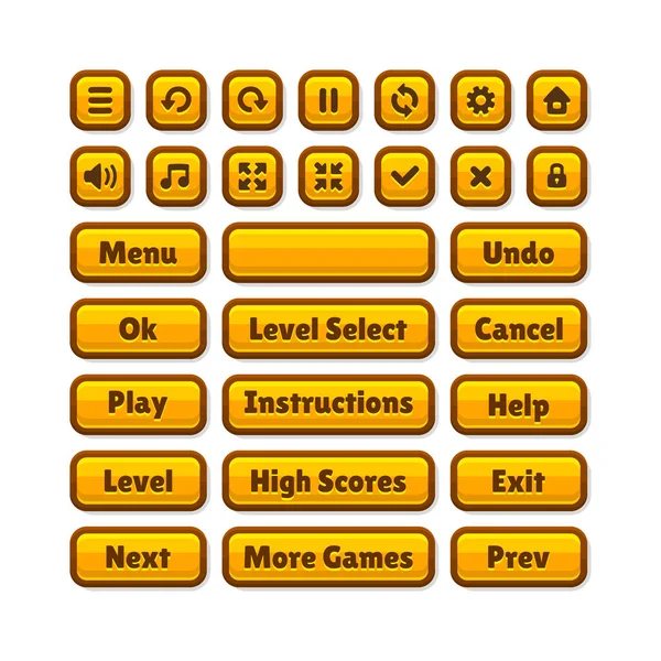 临时游戏Ui套件按钮设置 卡通风格 矢量说明 — 图库矢量图片