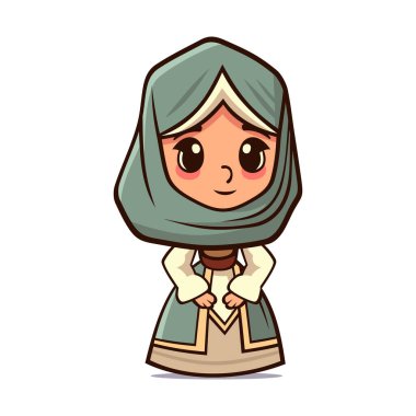 Şirin, modern Arap Kadın. Çizgi film stili. Vektör illüstrasyonu