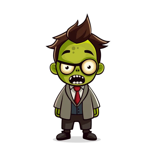 Joli Zombie Cartoon Style Sur Fond Blanc Illustration Vectorielle — Image vectorielle