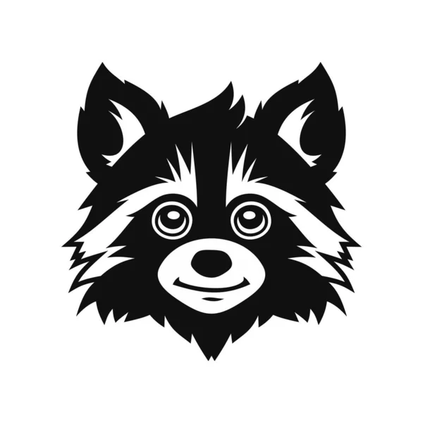 Cara Animal Bonito Guaxinim Desenhos Animados Logo Style Ilustração Vetorial — Vetor de Stock