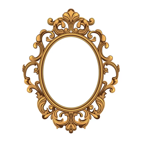 Retro Oval Forma Espelho Quadro Ornamentado Fundo Branco Ilustração Vetorial —  Vetores de Stock