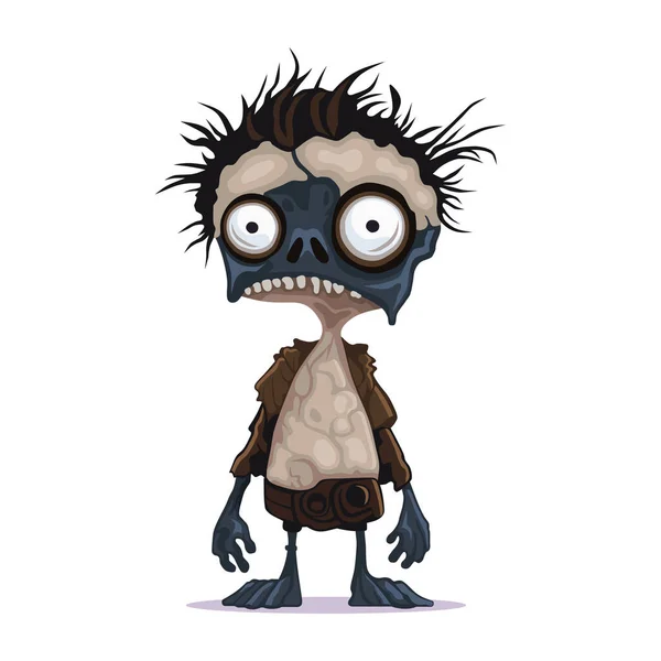 Zombie Drôle Mignon Cartoon Style Sur Fond Blanc Illustration Vectorielle — Image vectorielle
