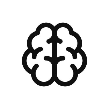 Beyaz Arkaplanda Beyin Simgesi. Satır Biçimi Vektör illüstrasyonu