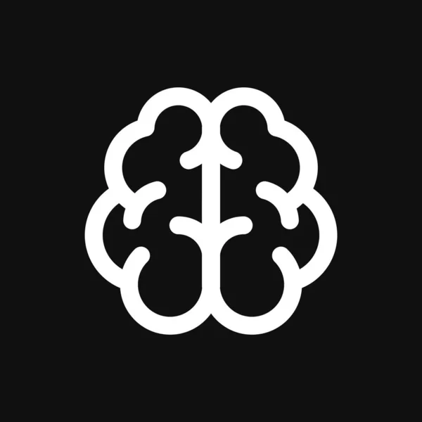 Icona Del Cervello Sfondo Nero Illustrazione Vettoriale Stile Linea — Vettoriale Stock