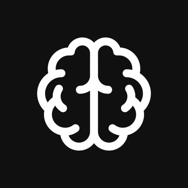 Значок Мозку Чорному Тлі Векторні Ілюстрації Стилю Лінії — стоковий вектор
