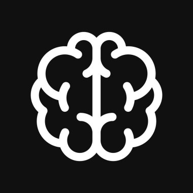 Kara Arkaplanda Beyin Simgesi. Satır Biçimi Vektör İllüstrasyonu