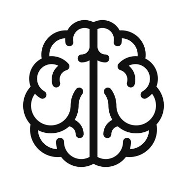 Beyaz Arkaplanda Beyin Simgesi. Satır Biçimi Vektör illüstrasyonu