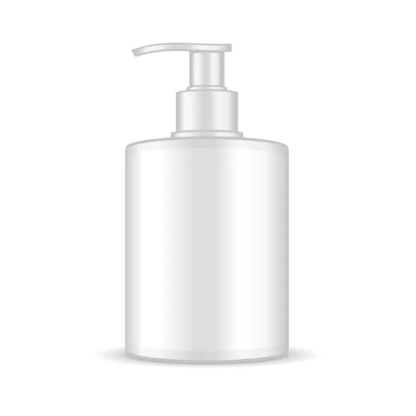 Flacon Cosmétique Plastique Blanc Avec Pompe Sur Fond Blanc Illustration — Image vectorielle