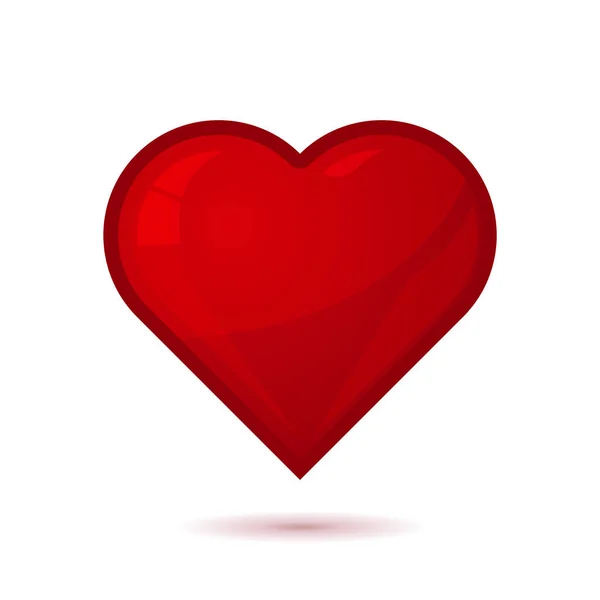 Kırmızı Yürekli Emoji Icon Beyaz Arkaplanda Vektör Illüstrasyonu — Stok Vektör