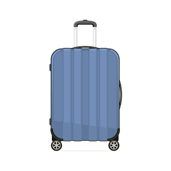 Blue Rolling Suitcase Travel Bag Vector Illustration — Stock Vector