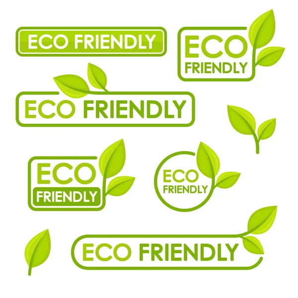Eco Friendly Label Set Ecology Natural Food Icons Vector Illustration Stock Illustration