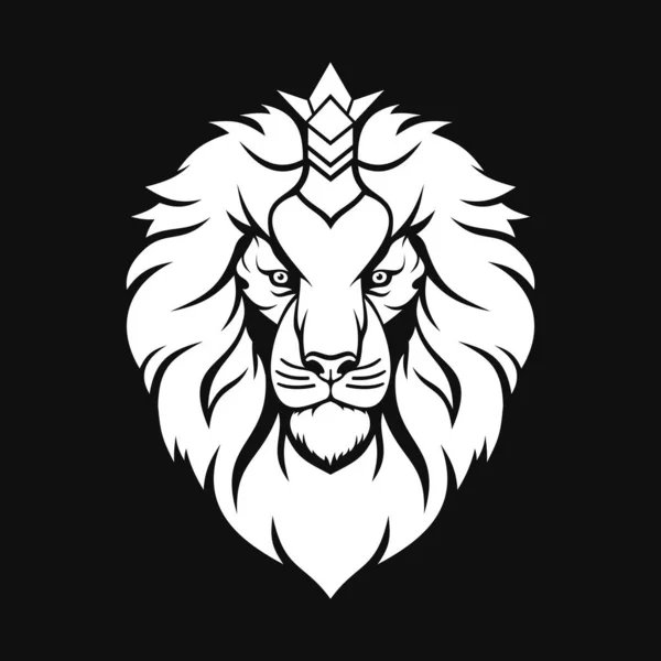 Lejonkungen Logo Svart Bakgrund Vektorillustration — Stock vektor