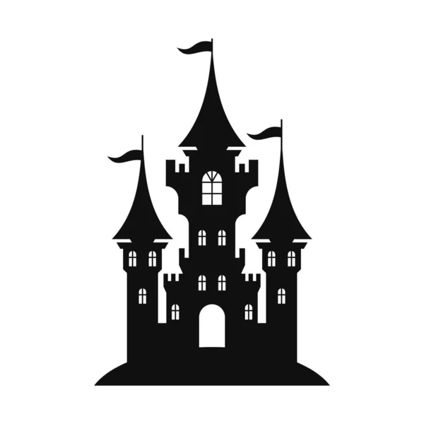 Burg Ikone Tower Black Silhouette Auf Weißem Hintergrund Vektorillustration Stockvektor