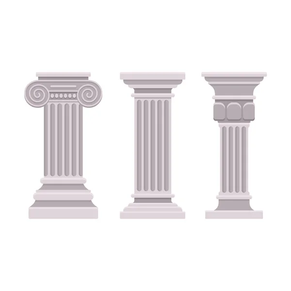 Antique Ancient Classic Stone Columns White Background Vector Illustration — Stock Vector