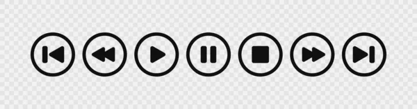 Multimedia Player Button Icons Set Illustrazione Vettoriale — Vettoriale Stock
