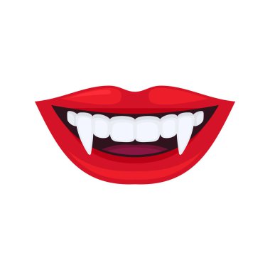 Beyaz Arkaplanda Vampirin Gülümsemesi. Vektör illüstrasyonu