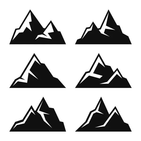 Βουνό Εικόνες Set Άσπρο Φόντο Vector Εικονογράφηση Εικονογράφηση Αρχείου