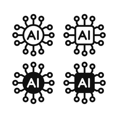 Yapay Zeka Çipi Simgesi. Yapay zeka işlemcisi. Vektör illüstrasyonu