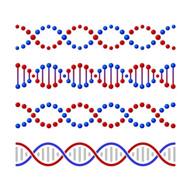 Beyaz Arkaplanda DNA Simgeleri Ayarlandı. Vektör illüstrasyonu