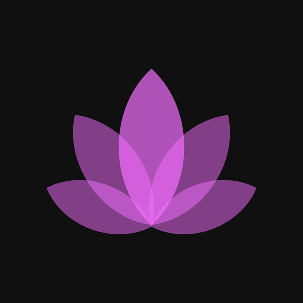 Логотип Pink Lotus на чёрном фоне. Иконно-векторная иллюстрация