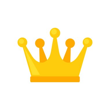 Crown Logo Simgesi. Beyaz Arkaplanda Düz Tarz. Vektör illüstrasyonu