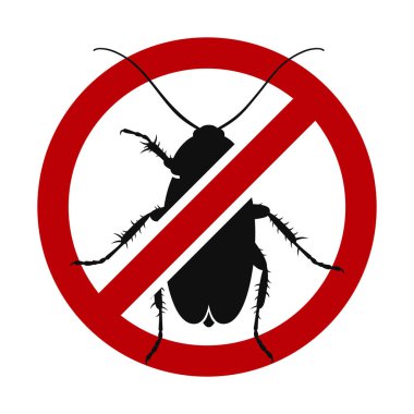 Hamamböceği karşıtı. Böcekleri Durdur işareti. Vektör illüstrasyonu