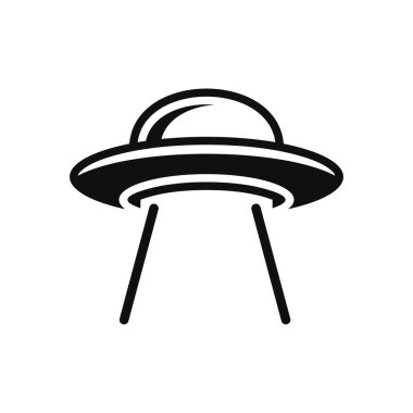 Uzay gemisi Ufo Simgesi Beyaz Arkaplanda. Bilinmeyen Uçan Nesne Logosu. Vektör illüstrasyonu
