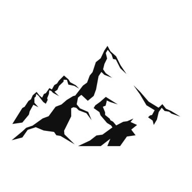 Beyaz Arkaplanda Siluet Dağı. Vektör illüstrasyonu