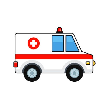 Ambulans Acil Tıbbi Araba. Hizmet aracı. Vektör illüstrasyonu