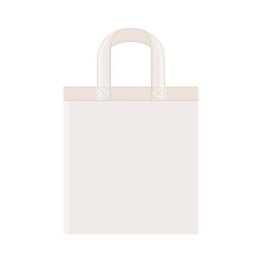 Beyaz Cotton Tote Eco çanta Beyaz Arkaplanda Mockup. Vektör illüstrasyonu